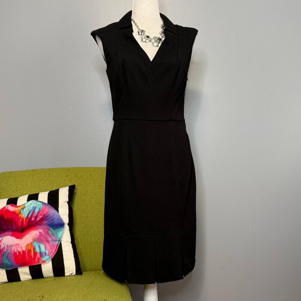 White House Black Market WHBM Pleated Hem Sheath Dress 8 Work Cocktail